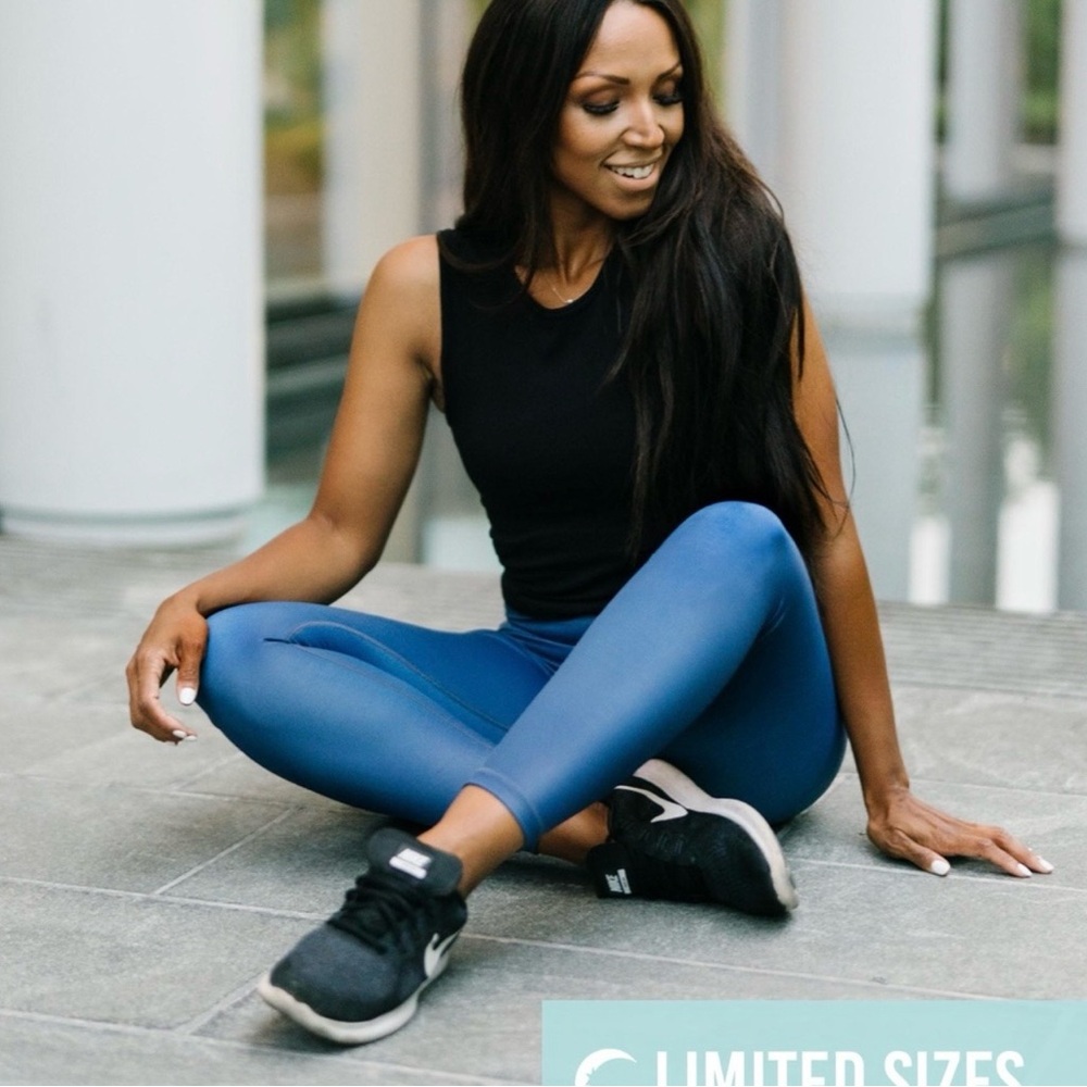 ZYIA Blue Metallic Light n' Tight Leggings